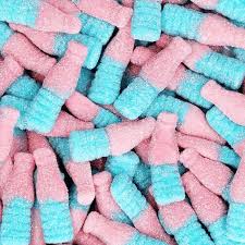 bouteille rose et bleu sucré